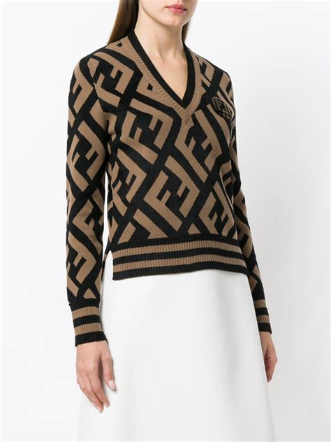 brown fendi sweater 3 4 length|FENDI .